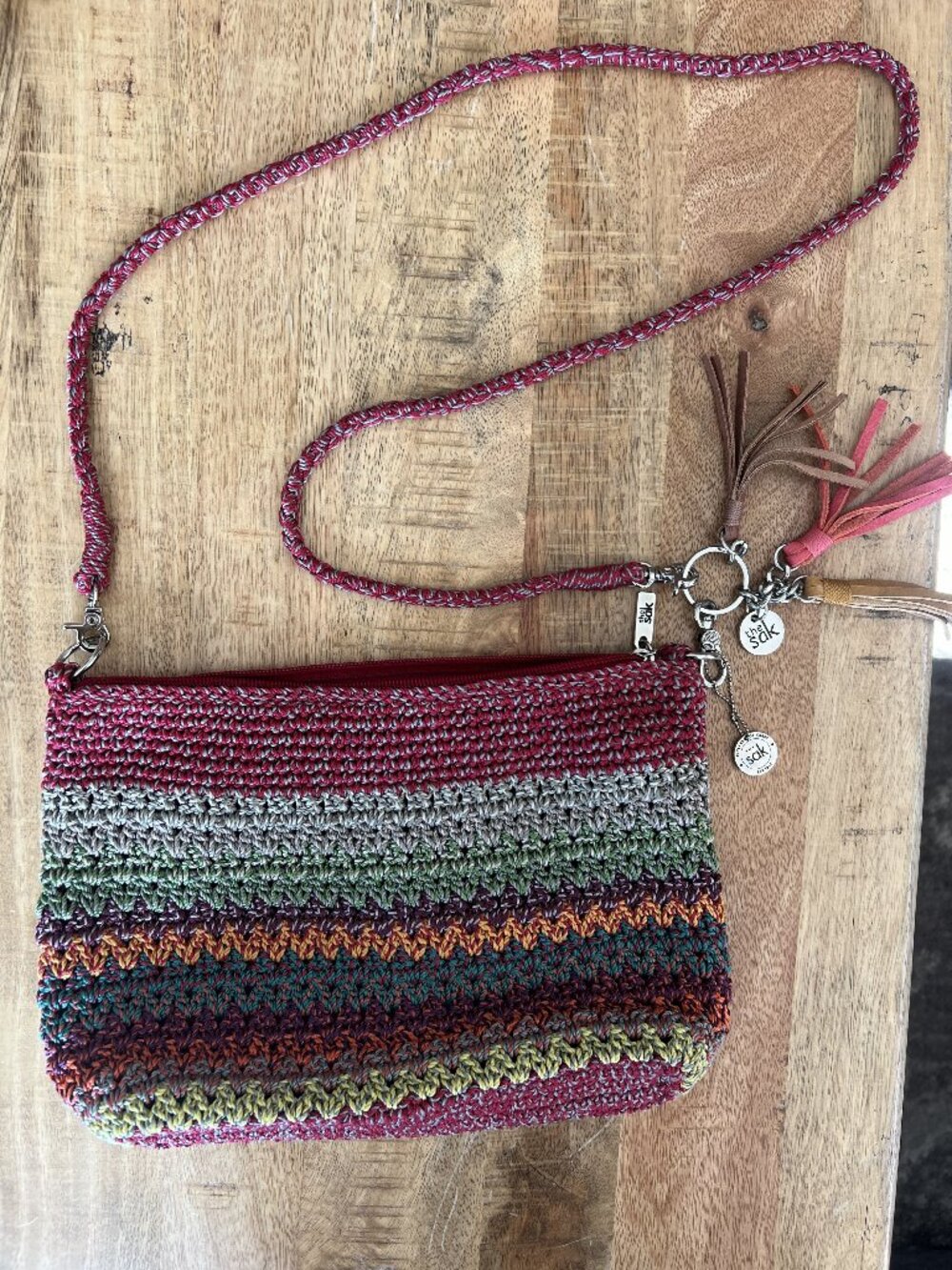 The Sak's Colorful Striped Crochet Crossbody Bag